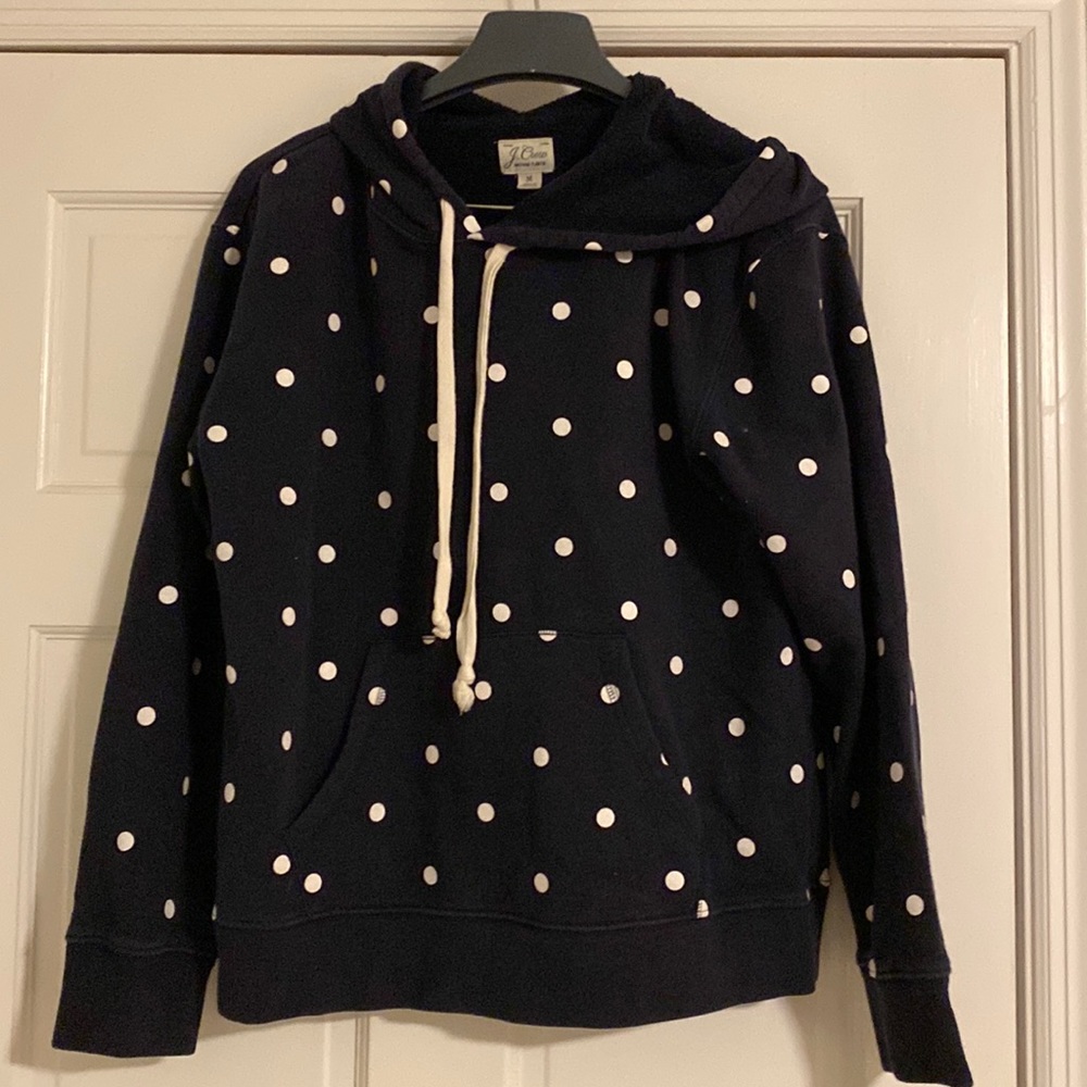 J. Crew Retail Fall ‘19 Polka Dot White/Navy Hoodie